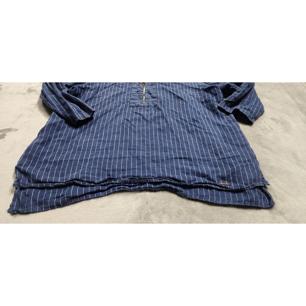 Ellen Tracy Women's Size XL Blue Striped 100% Linen Zip Up Shirt - Picture 7 of 10